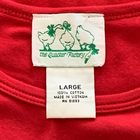 Quacker Factory Tee Top Sequined Sailboat USA Stars & Stripes L Red 61K - Picture 6 of 7